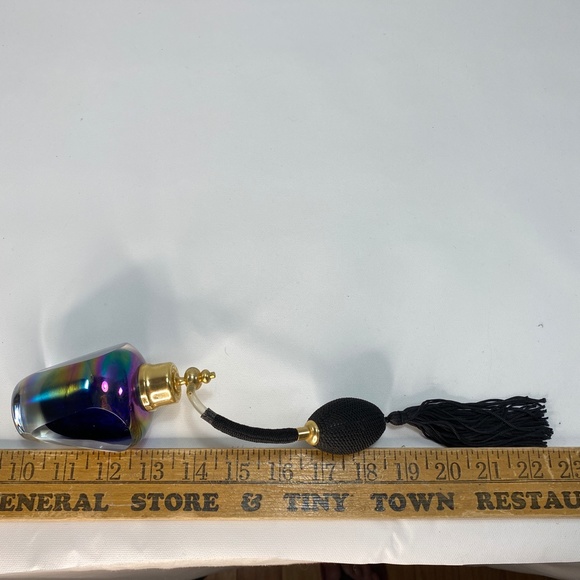 Vtg Royal Limited Cobalt Crystal Perfume Atomizer Bottle Iridescence Tassel - Picture 14 of 16